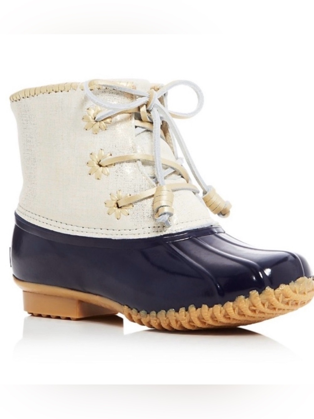Jack Rogers Duck Boots Chloe Blue Metallic Sparkle Sherpa Lined Preppy 8